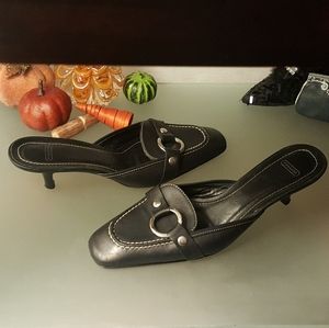 Coach "Sheri" Leather Slip-On Kitten Heels/Sandals